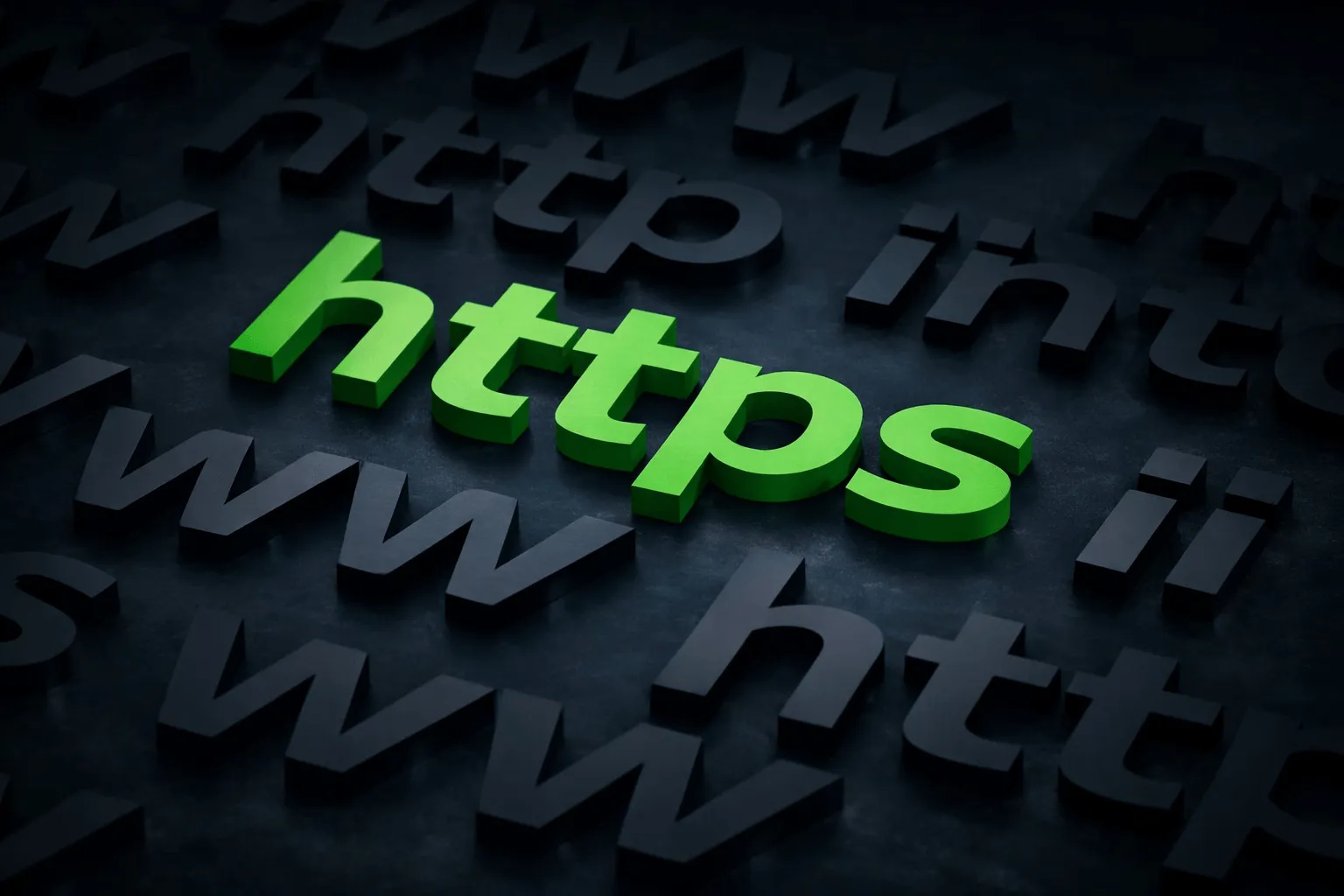 Mörk bakgrund med HTTPS text för säker domän och hemsida i Karlstad