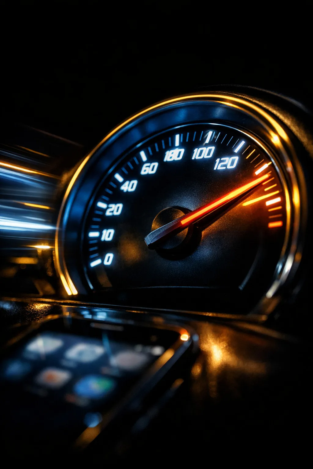 Närbild på hastighetsmätare som symboliserar snabb webbprestanda och laddtid